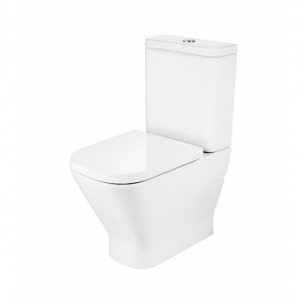 Roca The Gap Cleanrim Rimless Close Coupled Toilet with Dual Outlet Push Button Cistern Soft Close Seat