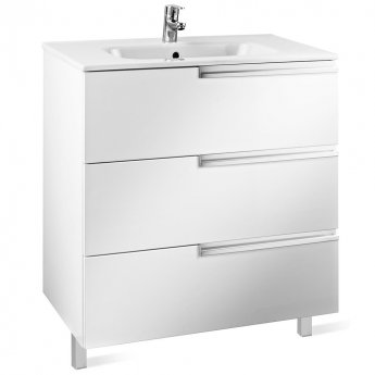 Roca Victoria-N Unik 3-Drawers Vanity Unit with Basin 1000mm Wide Gloss White 1 Tap Hole