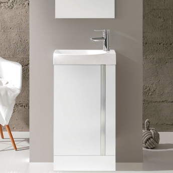 Royo Elegance 450mm 1-Door Floor Standing Vanity Unit with Bathroom Mirror | Product Image