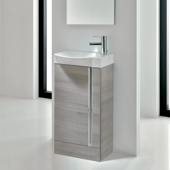 Royo Elegance Floor-Standing Cloakroom Unit with Basin and Mirror 445mm Wide - Sandy Grey