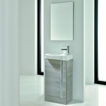 Royo Elegance Floor-Standing Cloakroom Unit with Basin and Mirror 445mm Wide - Sandy Grey | Product Image