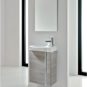 Royo Elegance Floor-Standing Cloakroom Unit with Basin and Mirror 445mm Wide - Sandy Grey
