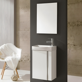 Royo Elegance 450mm 1-Door Wall Hung Vanity Unit with Bathroom Mirror | Product Image