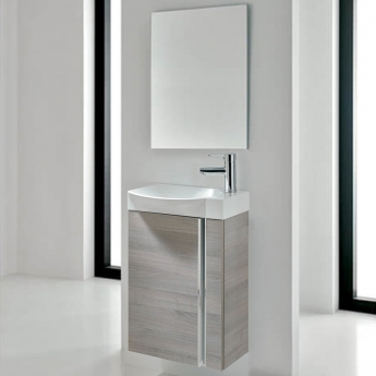 Royo Elegance Wall Hung Cloakroom Unit with Basin and Mirror 445mm Wide - Sandy Grey