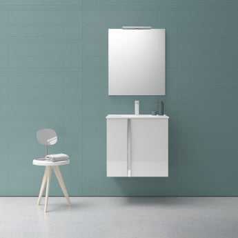 Royo Onix 2 Door Wall Hung Vanity Unit with Ceramic Basin 600mm - Gloss White