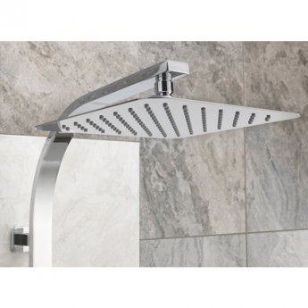 Sagittarius Curve Thermostatic Bar Mixer Shower with Shower Kit + Fixed Head - Chrome