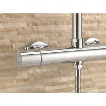 Sagittarius Dream Thermostatic Bar Mixer Shower Valve with Riser Kit and Fixed Head - Chrome