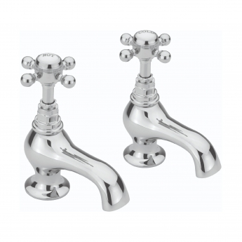 Sagittarius Edwardian Crosshead Bath Taps Pair - Chrome