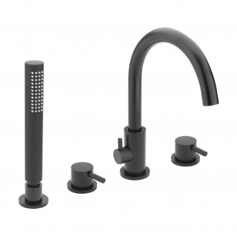 Sagittarius Ergo 4-Hole Bath Shower Mixer Tap Pillar Mounted - Black | Product Image