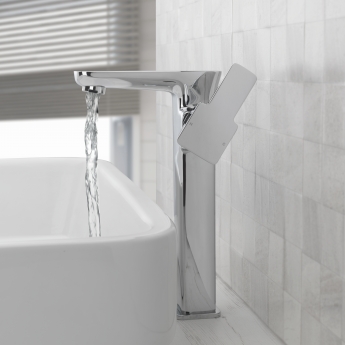 Sagittarius Gramercy Extended Tall Basin Mixer Tap with Sprung Waste - Chrome