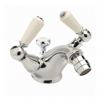 Sagittarius Kensington Lever Monobloc Bidet Mixer Tap with Pop Up Waste - Chrome/White