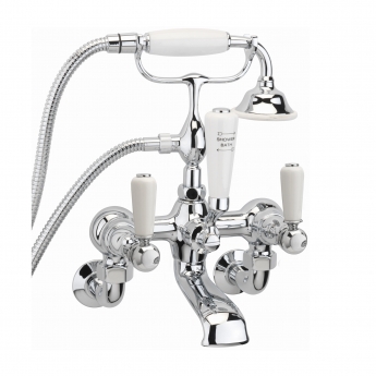 Sagittarius Kensington Lever Bath Shower Mixer Tap with Shower Kit Wall Mounted - Chrome/White