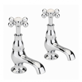 Sagittarius Kensington Crosshead Basin Taps Pair - Chrome/White