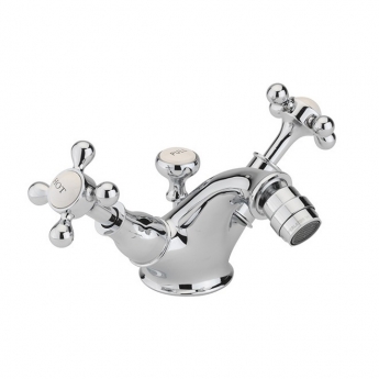 Sagittarius Kensington Monobloc Bidet Mixer Tap with Pop Up Waste - Chrome/White | Product Image