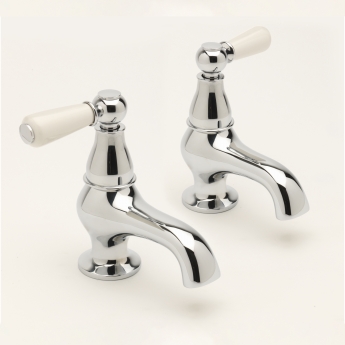 Sagittarius Kensington Lever Bath Taps Pair - Chrome/White