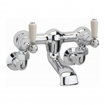 Sagittarius Kensington Lever Bath Filler Tap Wall Mounted - Chrome/White