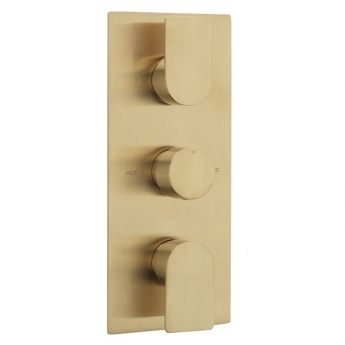 Sagittarius Kvell Thermostatic Concealed Shower Valve with 3-Way Diverter Triple Handle - Brushed Brass | Product Image