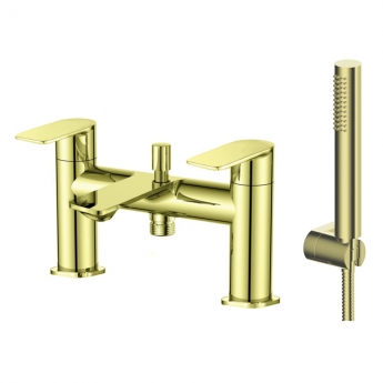 Sagittarius Kvell Bath Shower Mixer Tap with Shower Kit Pillar Mounted - Brushed Brass