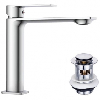 Sagittarius Kvell Monobloc Basin Mixer Tap with Sprung Waste - Chrome | Product Image