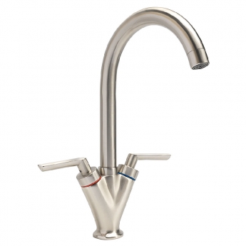 Sagittarius Contract Mono Kitchen Sink Mixer Tap Swivel Spout Dual Lever - Brushed Nickel