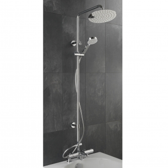 Sagittarius Xanda Thermostatic Bath Shower Mixer with Riser Kit and Fixed Head - Chrome
