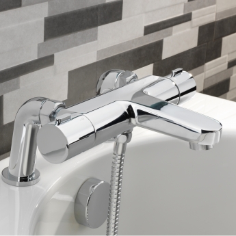 Sagittarius Messina Thermostatic Bath Shower Mixer Tap Pillar Mounted - Chrome