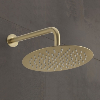 Sagittarius Morella Slim Fixed Shower Head and Arm 250mm Diameter - Brushed Brass