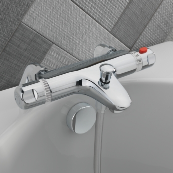 Sagittarius Quest Thermostatic Bath Shower Mixer Tap Pillar Mounted - Chrome