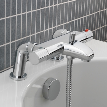 Sagittarius Venice Thermostatic Bath Shower Mixer Tap Pillar Mounted - Chrome