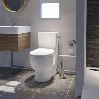 Saniflo Saniflush Rimless Close Coupled Toilet with Push Button Cistern and Built-In Macerator Pump - Soft Close Seat