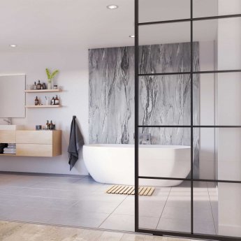 Showerwall Square Edge MDF Shower Panel 900mm Wide x 2440mm High - Grey Volterra Gloss | Product Image