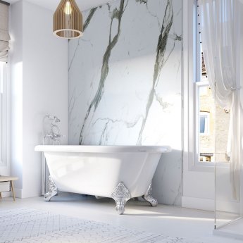 Showerwall Proclick MDF Shower Panel 600mm Wide x 2440mm High - Bianco Carrara