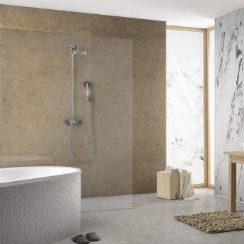 Showerwall Square Edge MDF Shower Panel 1200mm Wide x 2440mm High - Cappuccino Marble