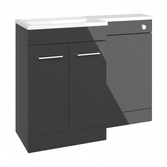 Signature Gothenburg LH Combination Unit with Polymarble Basin 1100mm Wide - Anthracite Gloss