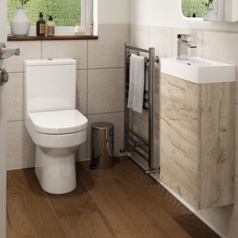 Signature Aalborg Bathroom Suite with Wall Hung Vanity Unit 410mm Wide - Oak