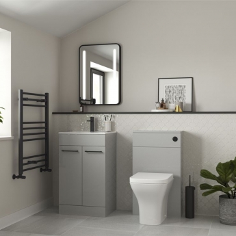 Signature Aalborg Furniture Bathroom Suite with Floor Standing Vanity Unit 510mm Wide - Gloss White/Black | Product Image