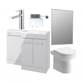 Signature Aalborg Bathroom Suite with LH Combination Unit 1100mm Wide - Grey Gloss | Product Image