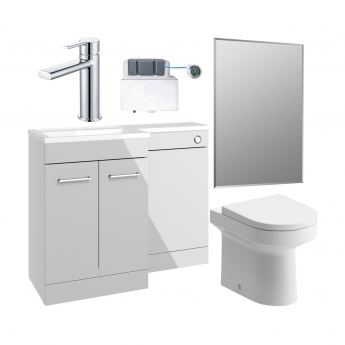 Signature Aalborg Bathroom Suite with RH Combination Unit 1100mm Wide - Grey Gloss | Product Image