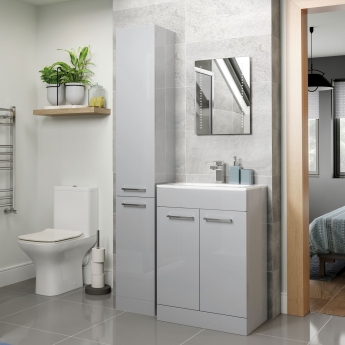 Signature Aalborg Bathroom Suite with Floor Standing Vanity Unit 510mm Wide - Grey Gloss