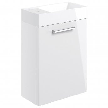 Signature Aalborg Wall Hung 1-Door Vanity Unit with Basin 410mm Wide - White Gloss