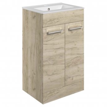 Signature Aalborg Floor Standing 2-Door Vanity Unit with Basin 510mm Wide - Oak
