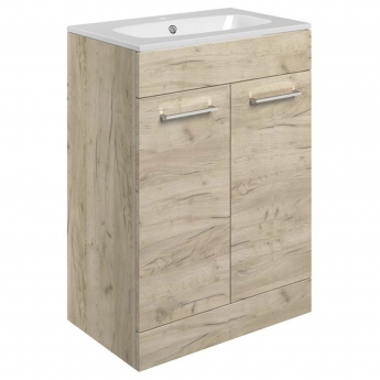Signature Aalborg Floor Standing 2-Door Vanity Unit with Basin 610mm Wide - Oak