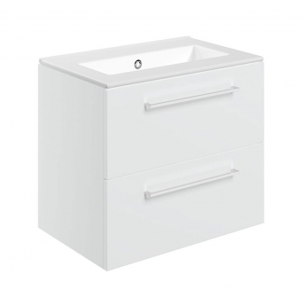 Signature Aalborg Wall Hung 2-Drawer Vanity Unit with Thin Edge Basin 610mm Wide 0TH - White Gloss | Product Image
