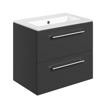 Signature Aalborg Wall Hung 2-Drawer Vanity Unit with Thin Edge Basin 610mm Wide 0TH - Anthracite Gloss | Product Image