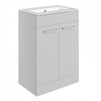 Signature Aalborg Floor Standing 2-Door Vanity Unit with Thin Edge Basin 610mm Wide 0TH - Grey Gloss | Product Image