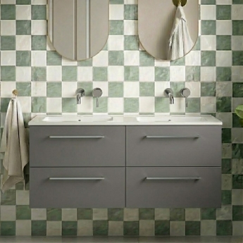 Signature Aalborg Wall Hung 4-Drawer Vanity Unit with Thin Edge Basin 1210mm Wide 0TH - Grey Gloss | Product Image