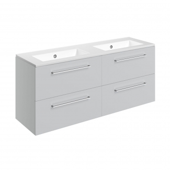 Signature Aalborg Wall Hung 4-Drawer Vanity Unit with Thin Edge Basin 1210mm Wide 0TH - Grey Gloss | Product Image