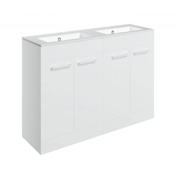 Signature Aalborg Floor Standing 4-Door Vanity Unit with Thin Edge Basin 1210mm Wide 0TH - White Gloss