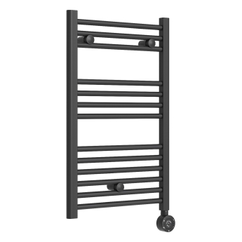 Signature Acclaim Electric Straight Heated Towel Rail 800mm H x 500mm W - Matt Black | Product Image