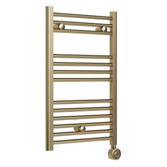 Signature Acclaim Electric Straight Heated Towel Rail 800mm H x 500mm W - Brushed Brass | Product Image
